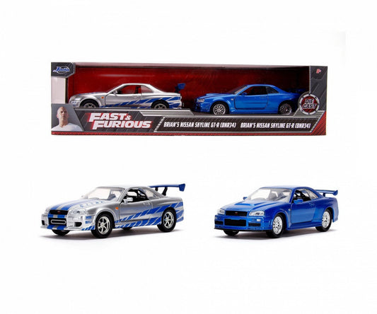 Set masinute metalice fast & furious brian's nissan skyline gt - r(bnr34) scara 1 la 32, Simba - Publisol.ro