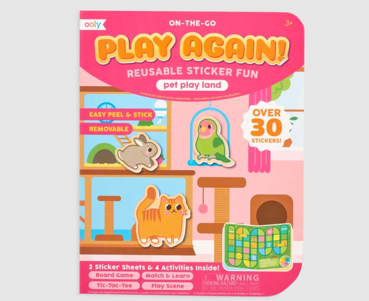 Set planse si jocuri cu abtibilduri repozitionabile - Animale prietenoase - Ooly - Publisol.ro