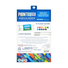 Set vopsele acrilice Paintology, 12 culori clasice si 2 pensule - Ooly - Publisol.ro