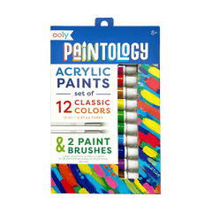 Set vopsele acrilice Paintology, 12 culori clasice si 2 pensule - Ooly - Publisol.ro