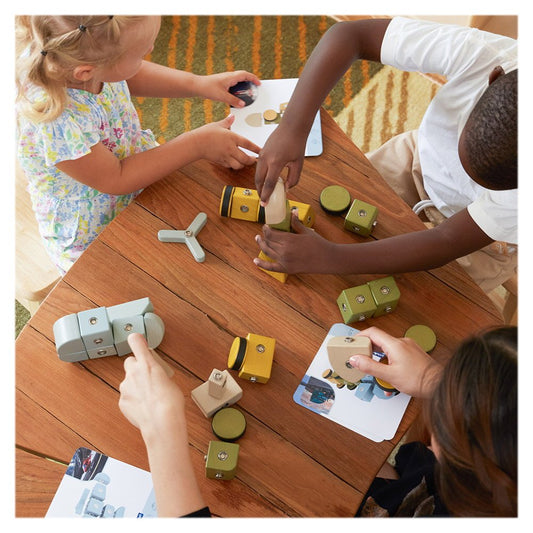 Snap Block Vehicles, blocuri de constructie din lemn, 32 piese, Guidecraft - Publisol.ro