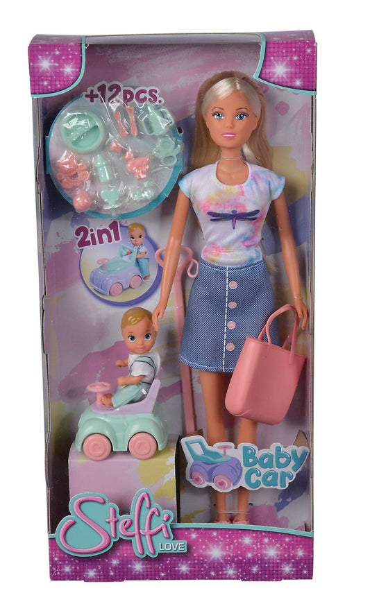 Steffi love papusa steffi cu masinuta premergator si bebe, Simba - Publisol.ro
