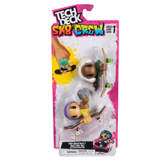 Tech dech sk8 crew pachet 2 seturi placa si figurina 9.6cm casca mov si casti albe, Spin Master - Publisol.ro