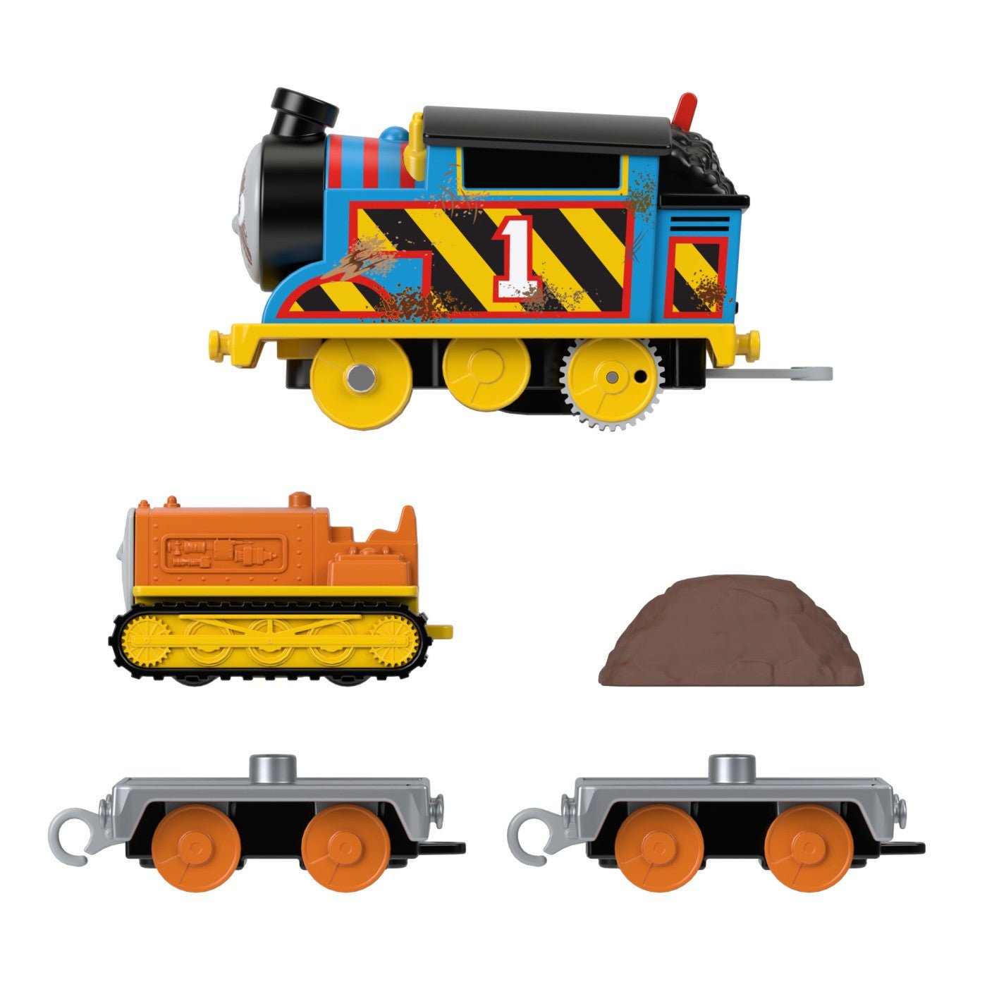 Thomas locomotiva motorizata echipa pe santier Thomas and Terence cu 2 vagoane - Publisol.ro