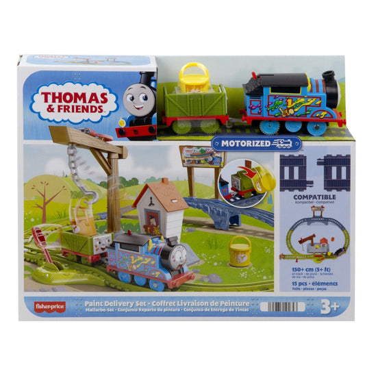 Thomas set de joaca cu locomotiva motorizata thomas livreaza vopseaua, Mattel - Publisol.ro
