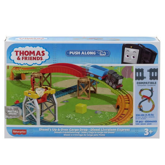 Thomas set de joaca cu locomotiva push along diesel si accesorii, Mattel - Publisol.ro