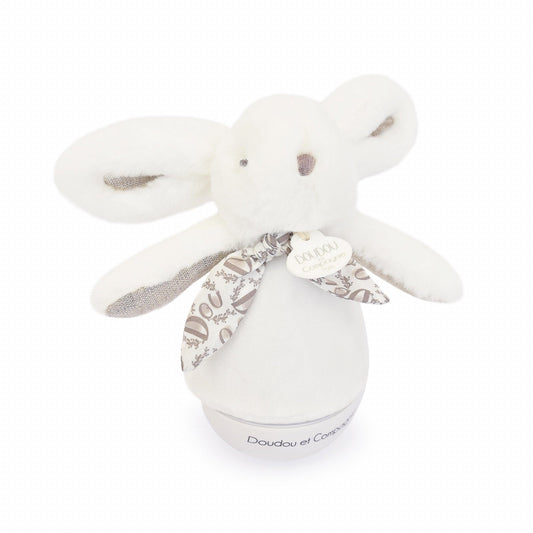 Veioza muzicala iepuras pufos, 16 cm, alb - Doudou et Compagnie - Publisol.ro