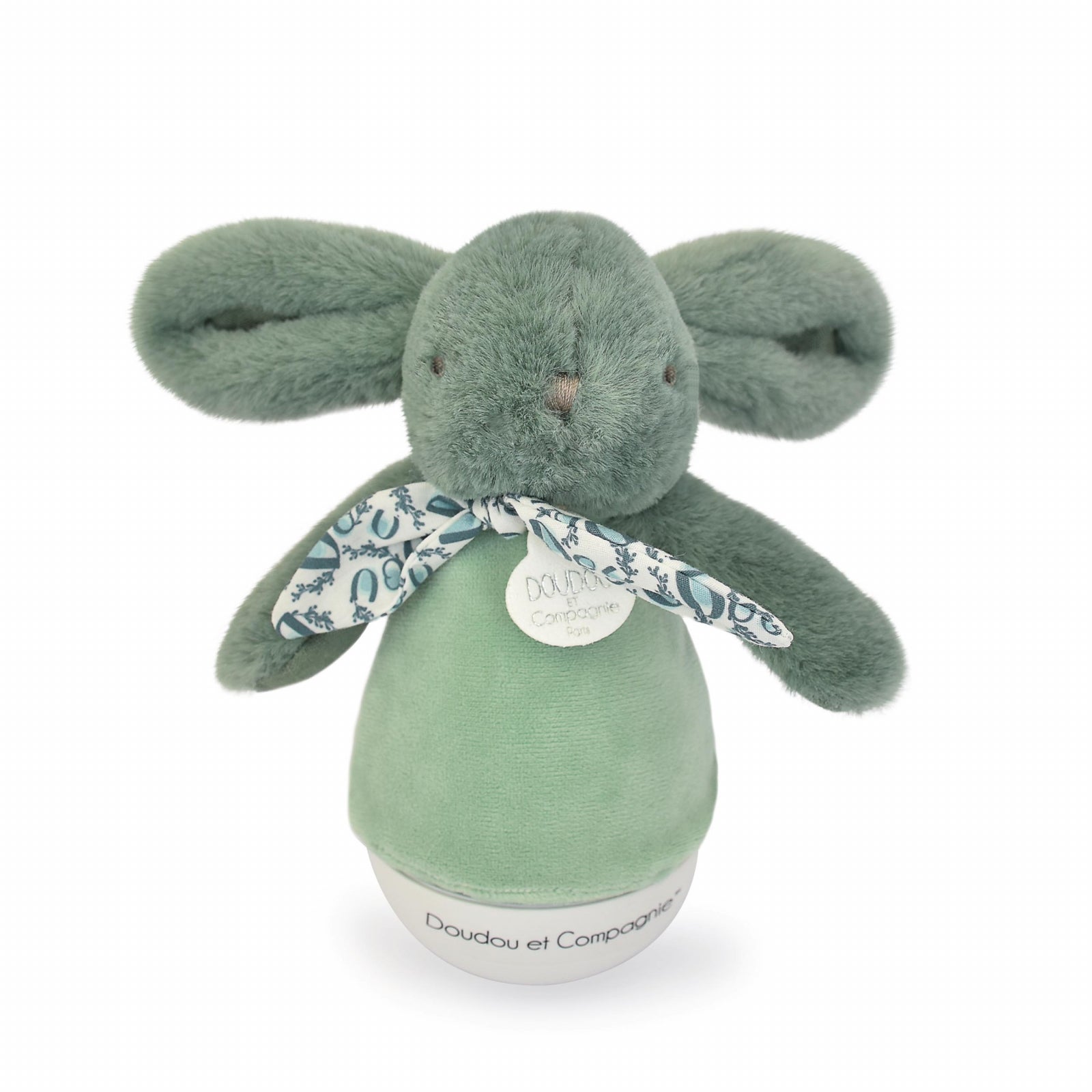 Veioza muzicala iepuras pufos, 16 cm, verde - Doudou et Compagnie - Publisol.ro