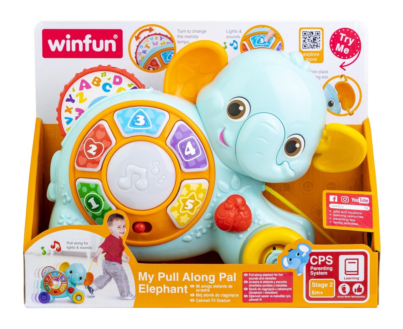 Winfun jucarie de tras elefant cu sunete si lumini - Publisol.ro