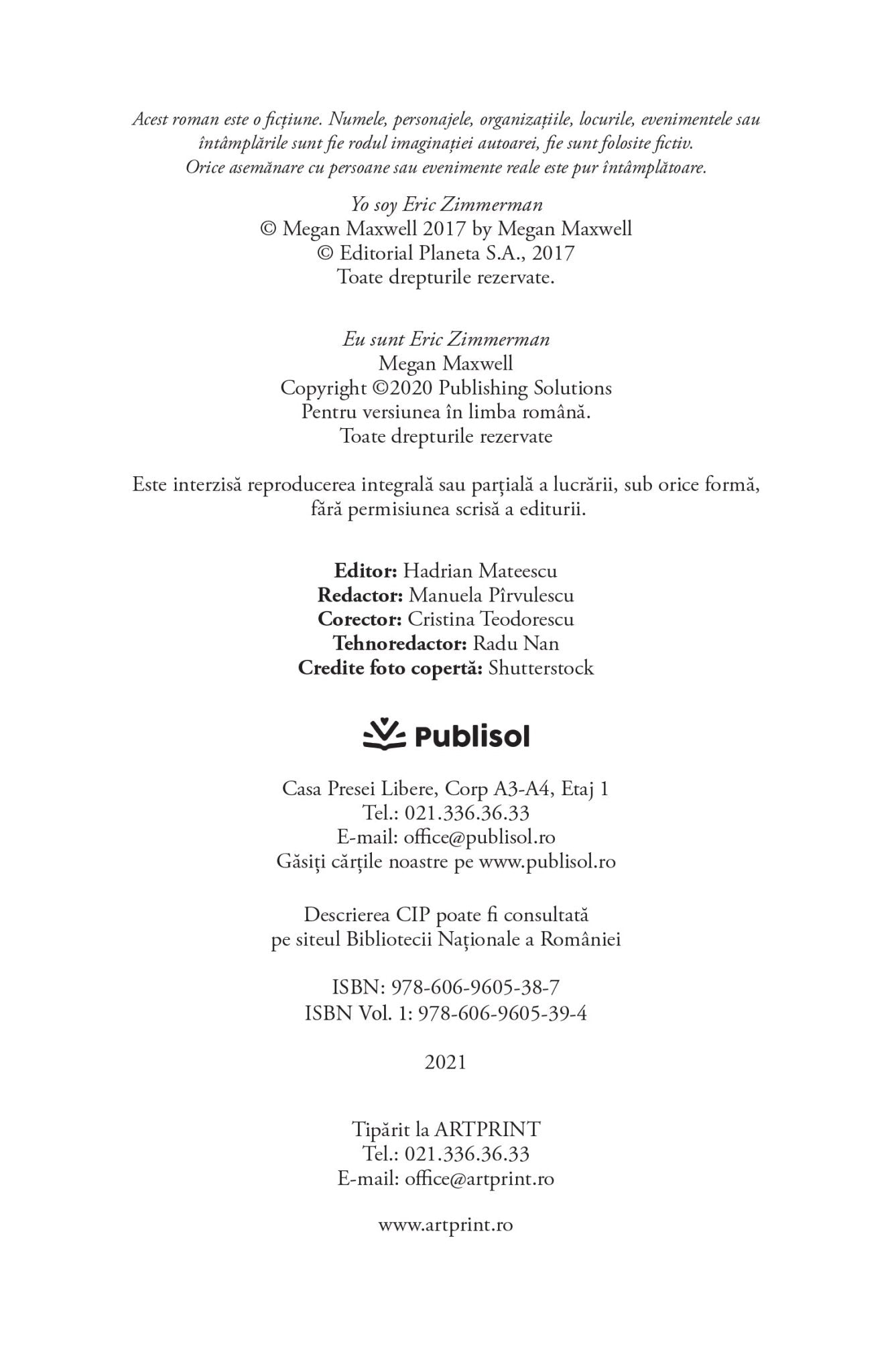Eu sunt Eric Zimmerman vol. 1 - Megan Maxwell - Publisol.ro