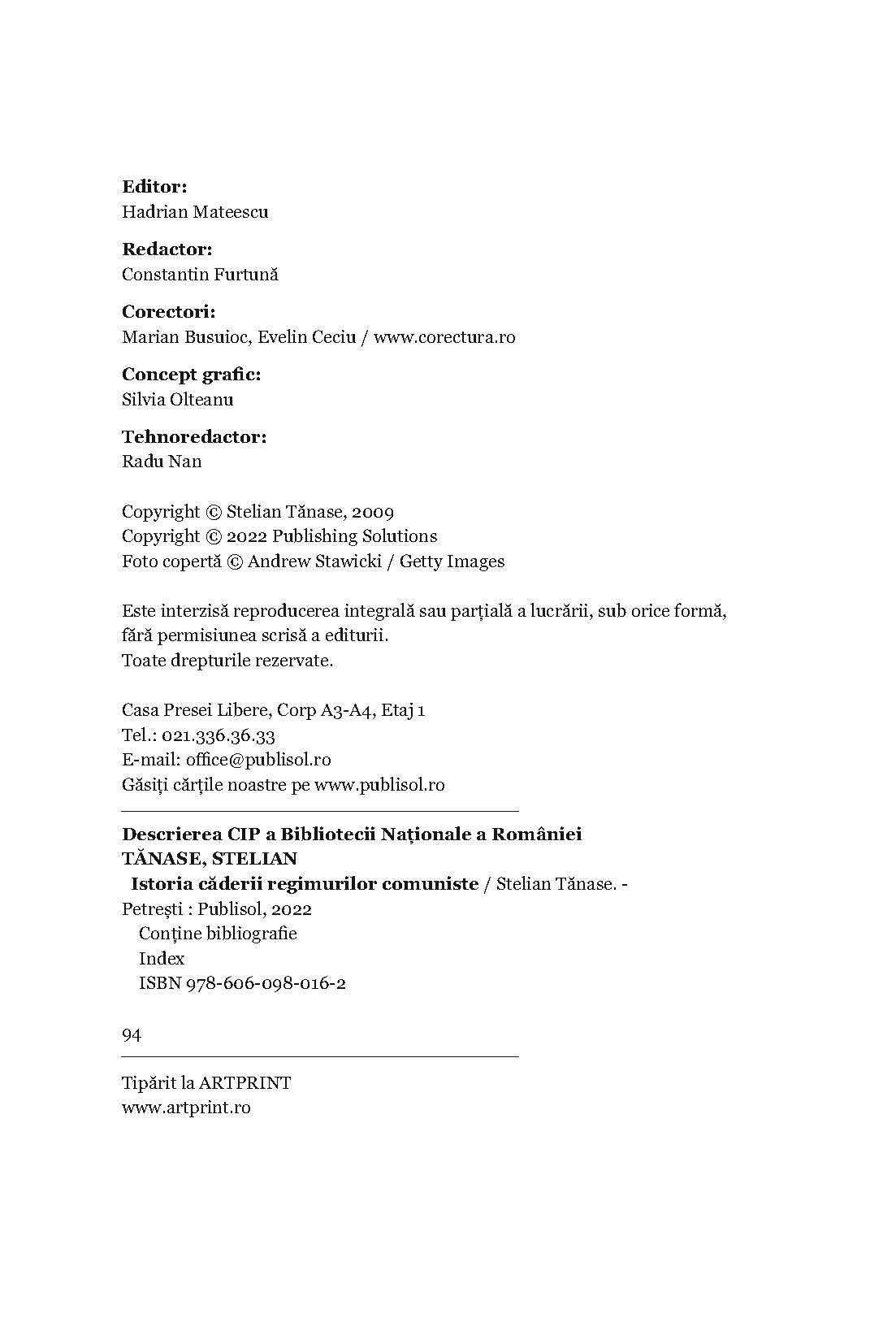 Istoria caderii regimurilor comuniste, de Stelian Tanase. - Publisol.ro