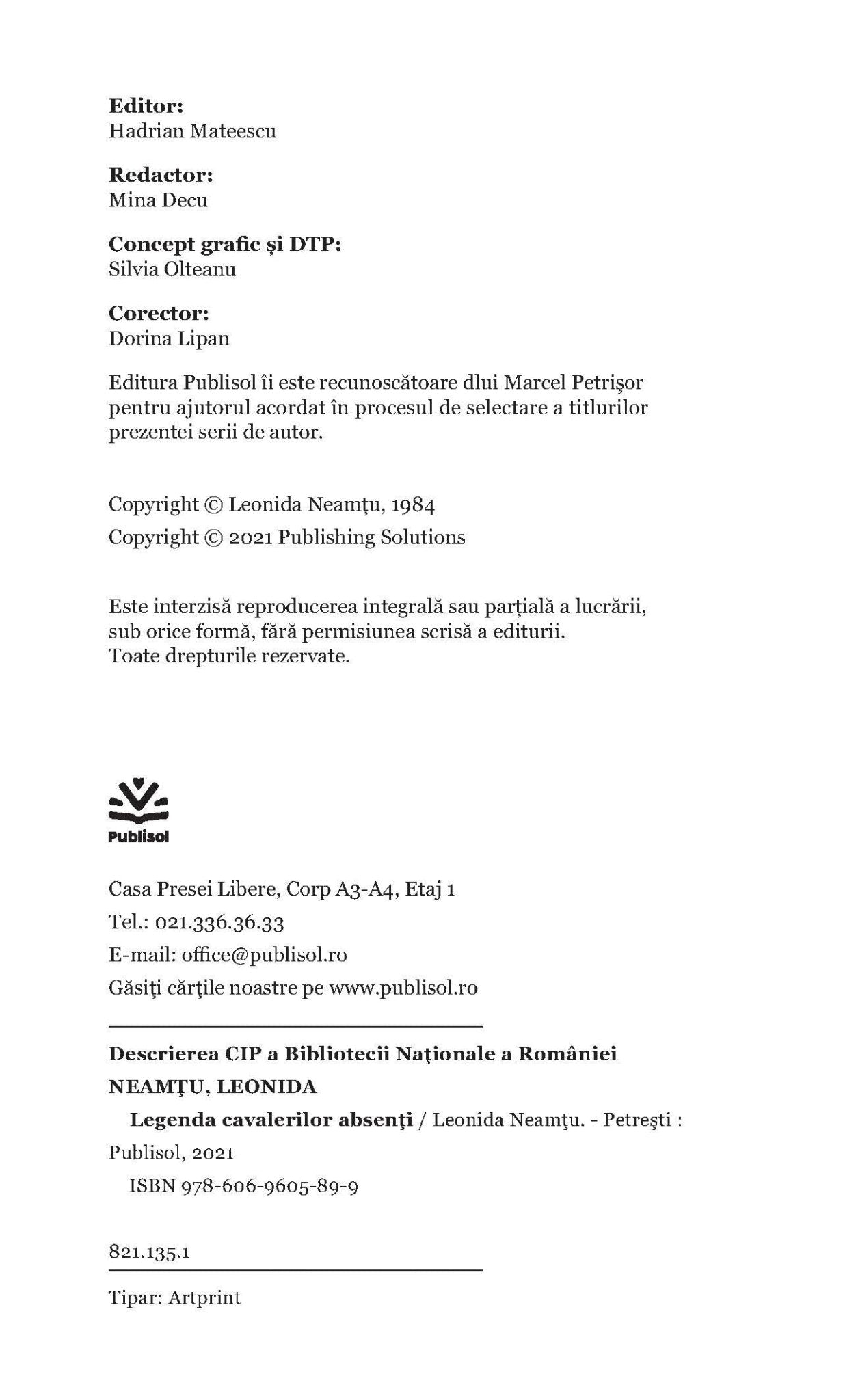 Legenda Cavalerilor Absenti - Publisol.ro