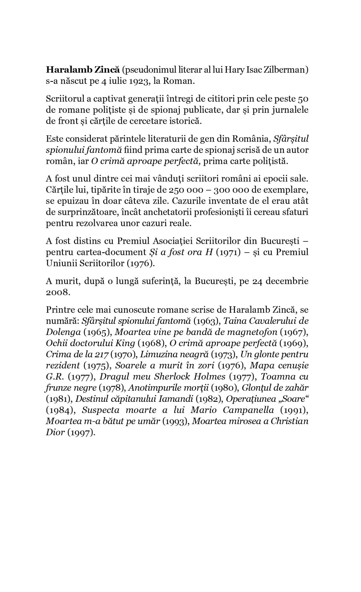 Un glonte pentru rezident - Haralamb Zinca - Publisol.ro