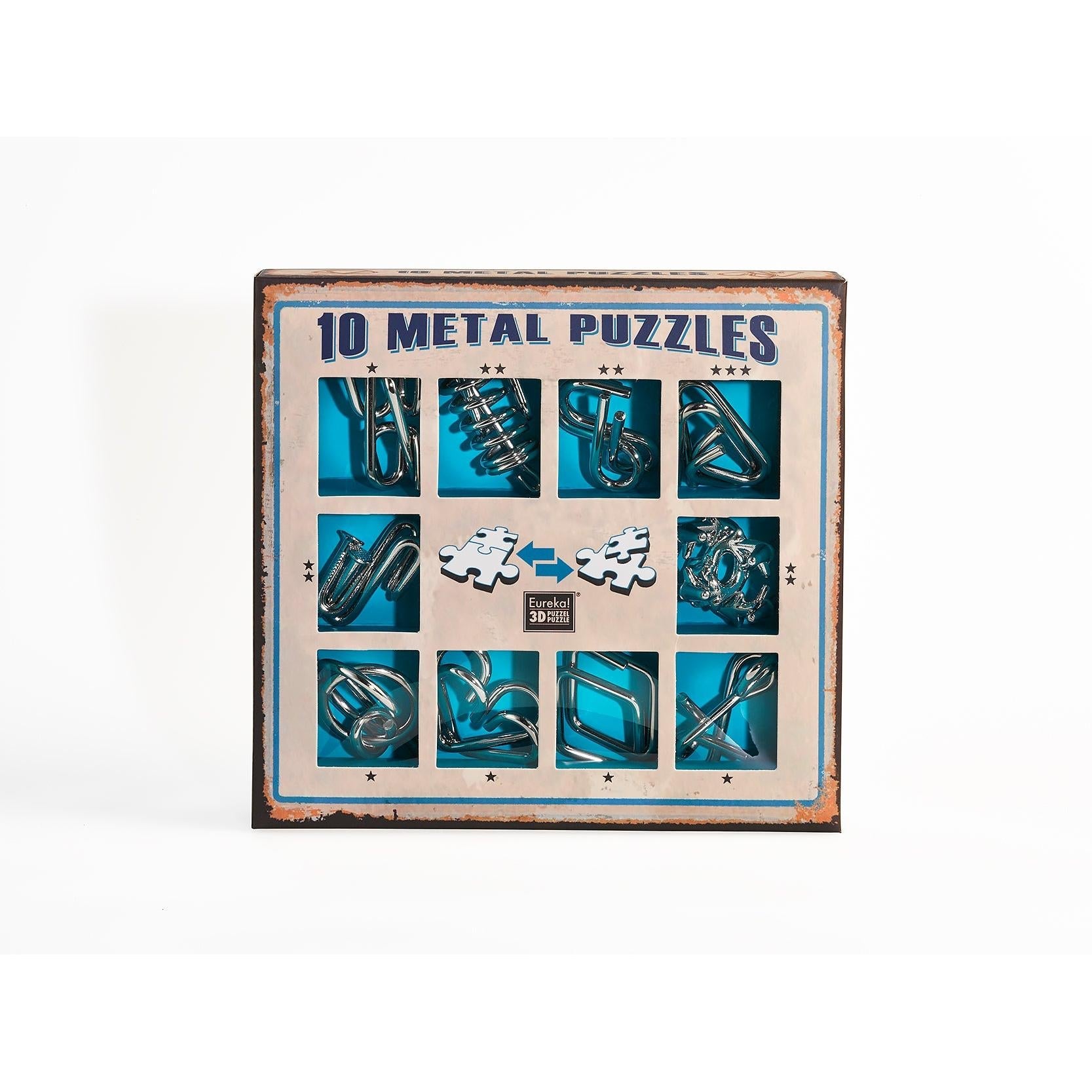 10 Metal Puzzles Set Blue , Eureka! - Publisol.ro