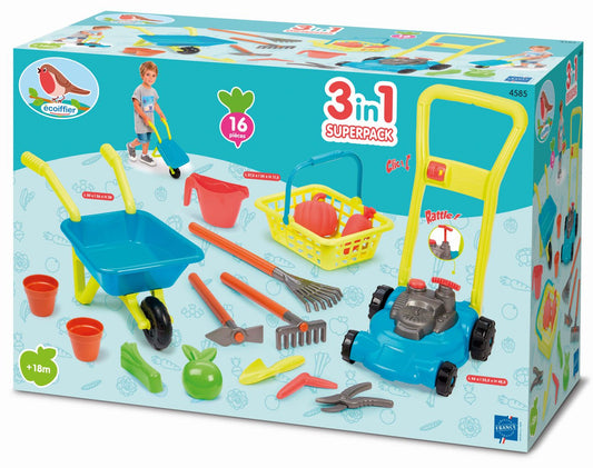 Ecoiffier set roaba cu masina de tuns iarba