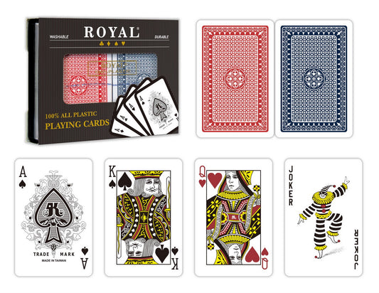 Set 2 pachete carti royal canasta poker din plastic, AS