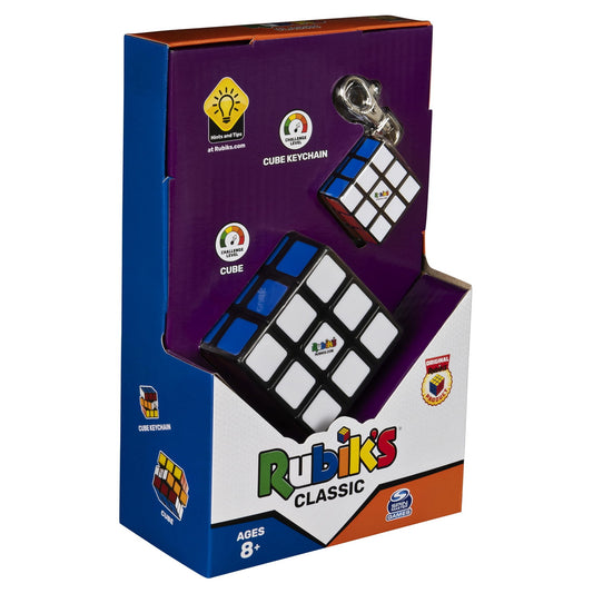 Set cub rubik 3x3 clasic si breloc originale, Spin Master