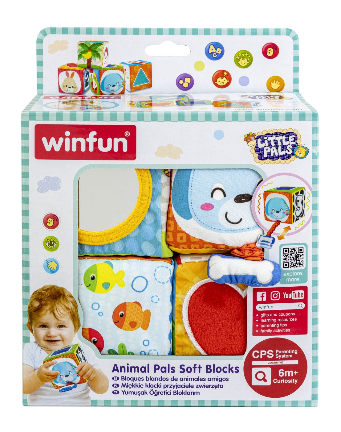 Winfun set 4 cuburi stivuibile din material textil, WINFUN