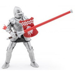 Papo figurina cavaler cu sulita si scut rosu, Papo