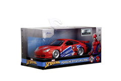 Jada Marvel masinuta metalica Spider man Porsche 911 gt3 RS scara 1 la 32