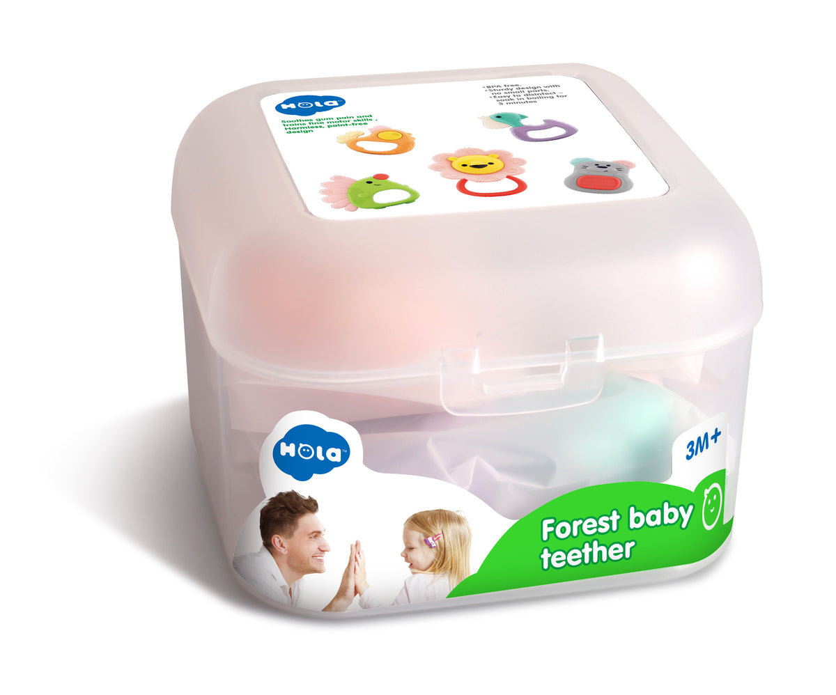 Set 5 jucarii pentru dentitie in cutie forest baby, Jucarii Bebe