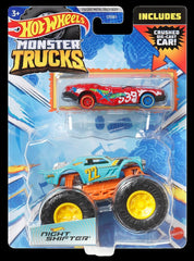 Hot Wheels monster truck si masinuta metalica night shifter