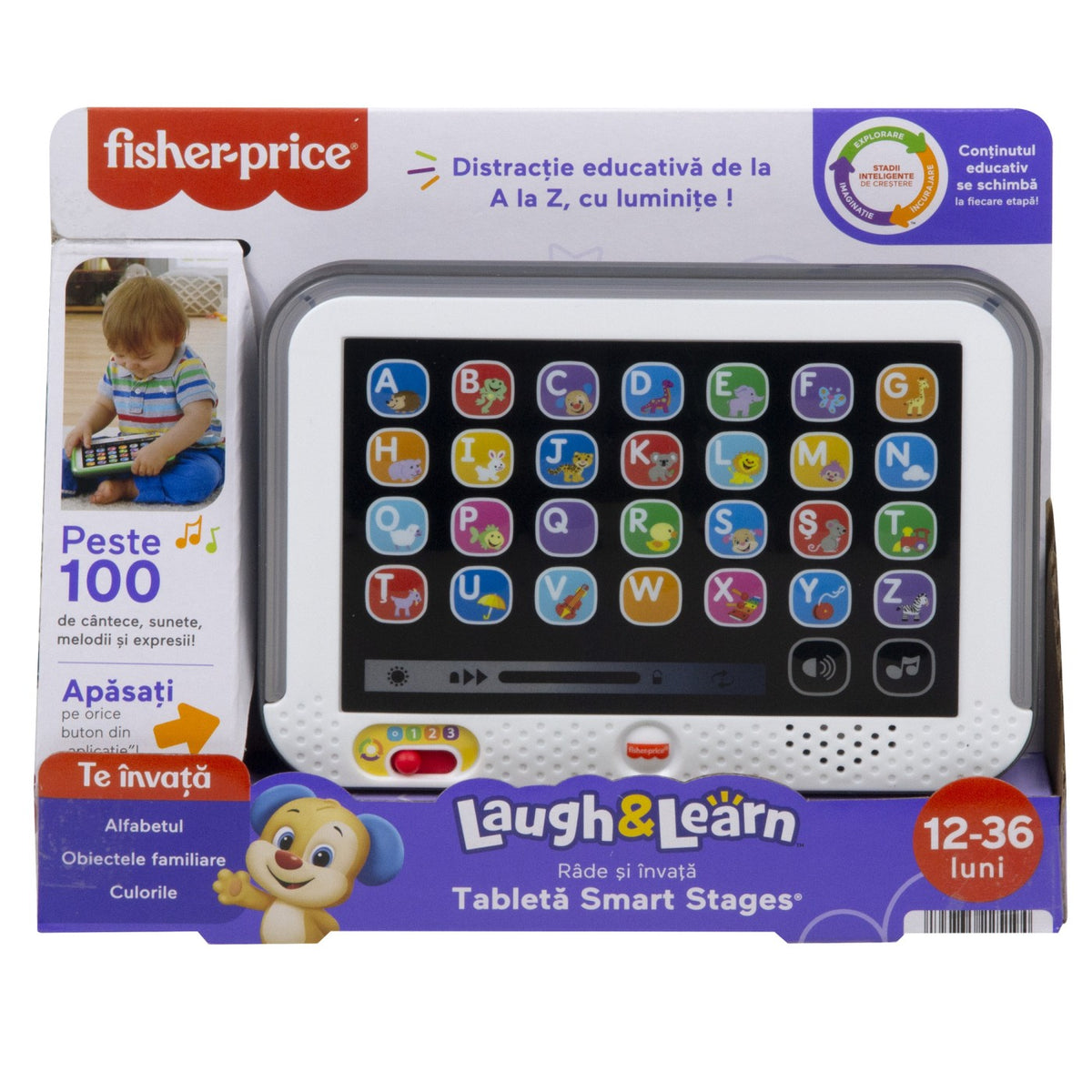 Fisher price laugh learn tableta smart cu 3 niveluri de dezvoltare limba romana , Mattel