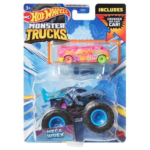Hot Wheels monster truck si masinuta metalica mega wrex