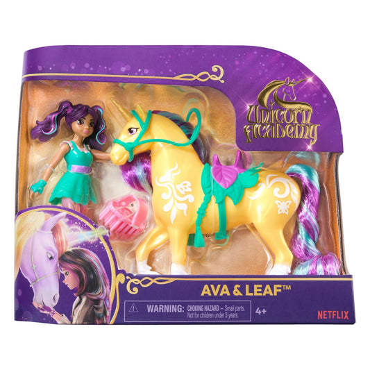 Unicorn Academy set unicorn leaf si papusa ava
