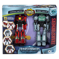 Transformers earthspark set 2 figurine terran twitch si robby malto, Hasbro