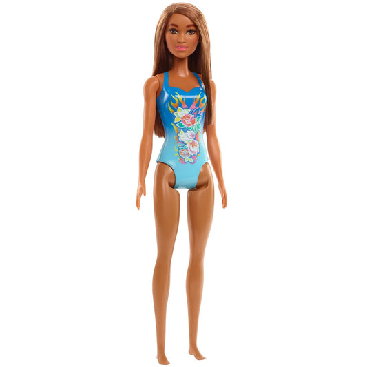 Papusa barbie satena cu costum de baie albastru, Mattel