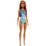 Papusa barbie satena cu costum de baie albastru, Mattel