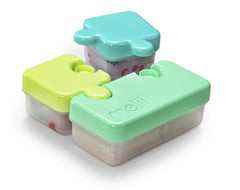 Recipient hrana bebe model puzzle,  albastru&verde, Melii