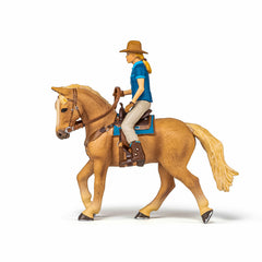 Papo figurina set cowgirl (vacarita) pe cal usa, Papo