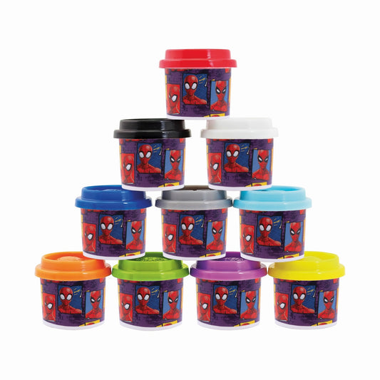 Set 10 borcanase de plastilina spiderman in punga de plastic, AS