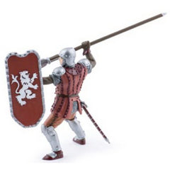 Papo figurina cavaler cu sulita si scut rosu, Papo