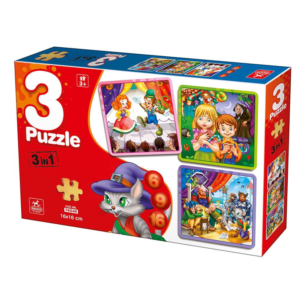 3 puzzles Basme: 6, 9 si 16 de piese, D - Toys - Publisol.ro