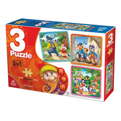 3 puzzles cu Scufita Rosie, Pinocchio si Alba ca Zapada - 6, 9 si 16 piese, D - Toys - Publisol.ro