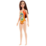 Papusa barbie satena cu costum de baie portocaliu, Mattel