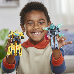 Transformers earthspark set 2 figurine bumblebee si mo malto, Hasbro