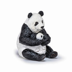 Papo figurina urs panda sezand cu pui in brate, Papo