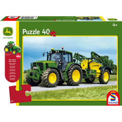 Puzzle Schmidt: John Deere - Tractor 6630 cu pulverizator, 40 piese + Cadou: macheta Siku, Schmidt
