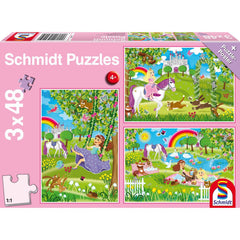 Puzzle Schmidt: Printesa in curtea regala, Set de 3 x 48 piese + Cadou: poster, Schmidt