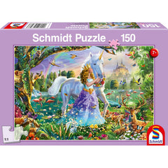 Puzzle Schmidt: Printesa, unicornul si castelul, 150 piese, Schmidt