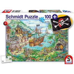 Puzzle Schmidt: Insula piratilor, 100 piese + Cadou: steag pirat, Schmidt