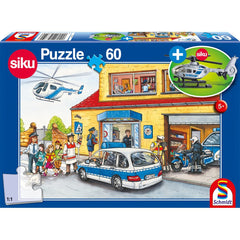 Puzzle Schmidt: Elicopter de politie, 60 piese + Cadou: macheta Siku, Schmidt