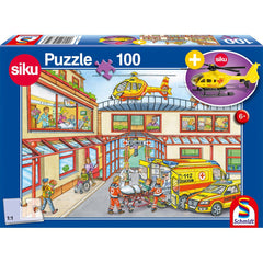 Puzzle Schmidt: Elicopter de salvare, 100 piese + Cadou: macheta Siku, Schmidt