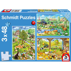 Puzzle Schmidt: La tara, Set de 3 x 48 piese + Cadou: poster, Schmidt