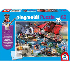 Puzzle Schmidt: playmobil - Piratii, 60 piese + Cadou: figurina playmobil, Schmidt
