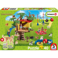 Puzzle Schmidt: Schleich - Farm World: Prieteni fericiti, 40 piese + Cadou: figurine animale, Schmidt